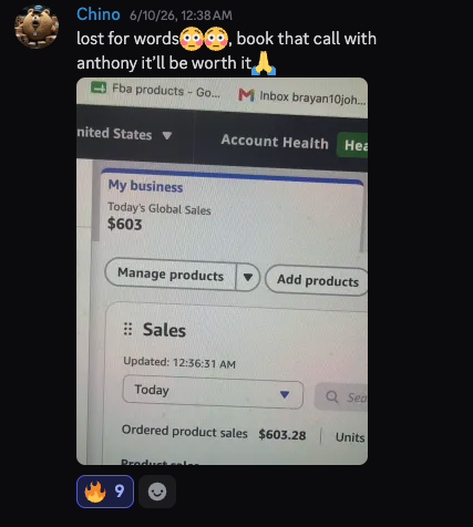 student $600 day amazon sales screenshot